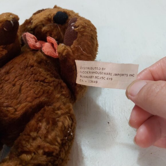 Vintage 8 Inch Brown Teddy Bear Plush Fully Jointed Glass Eyes Classic 80s/90s - Picture 8 of 9